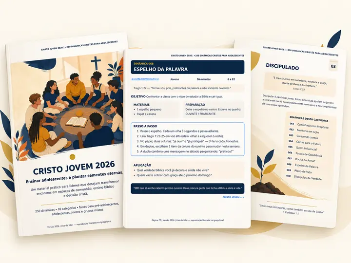 Capa e páginas internas do material Cristo Jovem